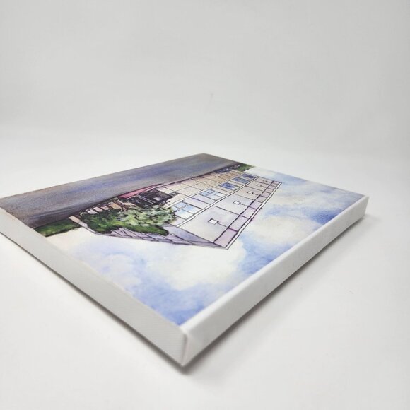 The Office Pam's Watercolor Painting Dunder Mifflin Building Art Canvas 8"x6" - Picture 3 of 6